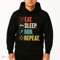 Funny Track Running Training Eat Sleep Cross Country Repeat Hoodie thumb 2