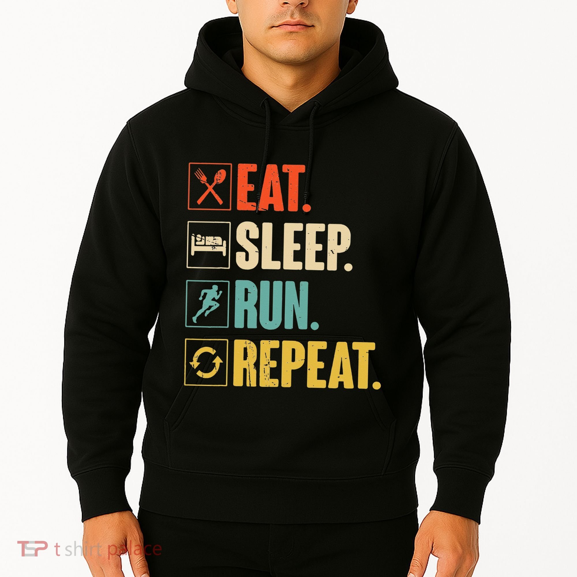 Funny Track Running Training Eat Sleep Cross Country Repeat Hoodie