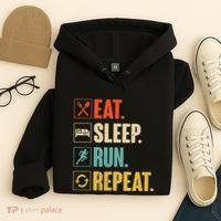 Funny Track Running Training Eat Sleep Cross Country Repeat Hoodie thumb 4