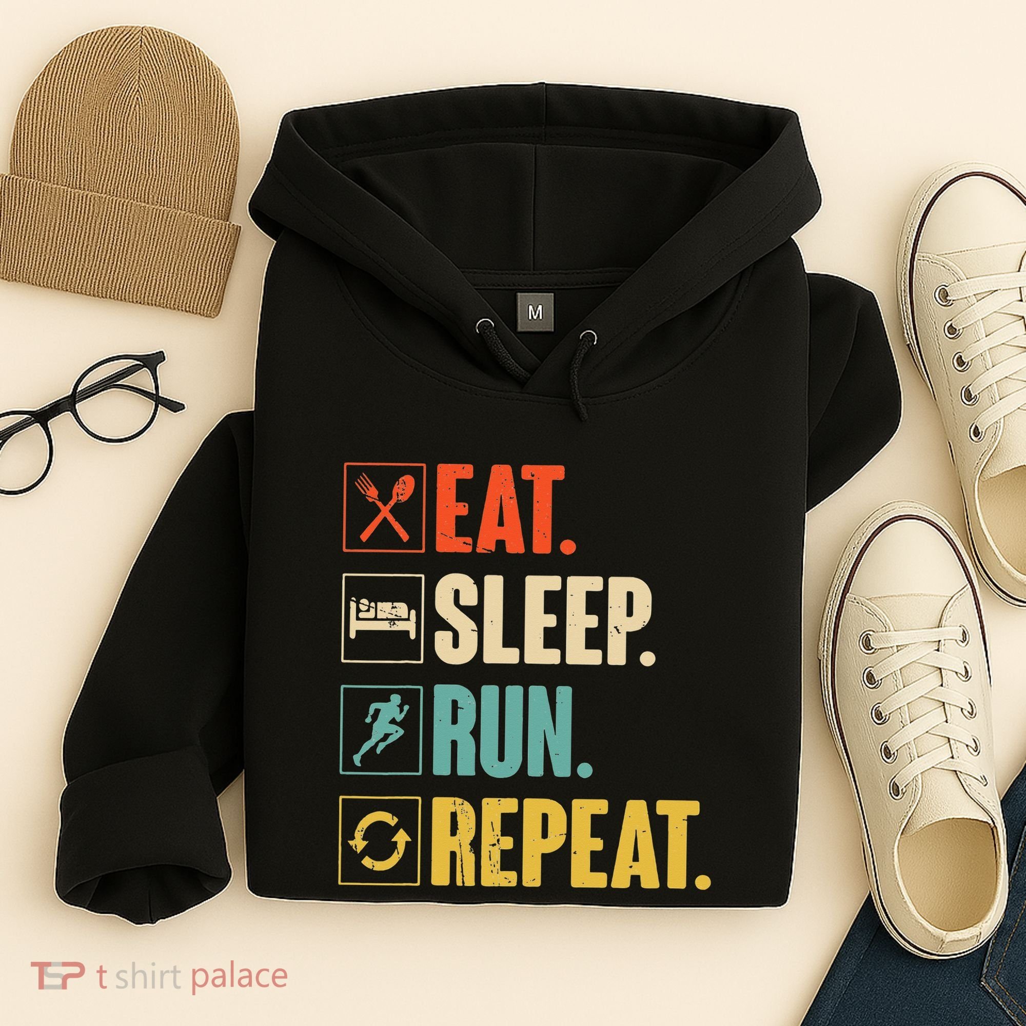 Funny Track Running Training Eat Sleep Cross Country Repeat Hoodie