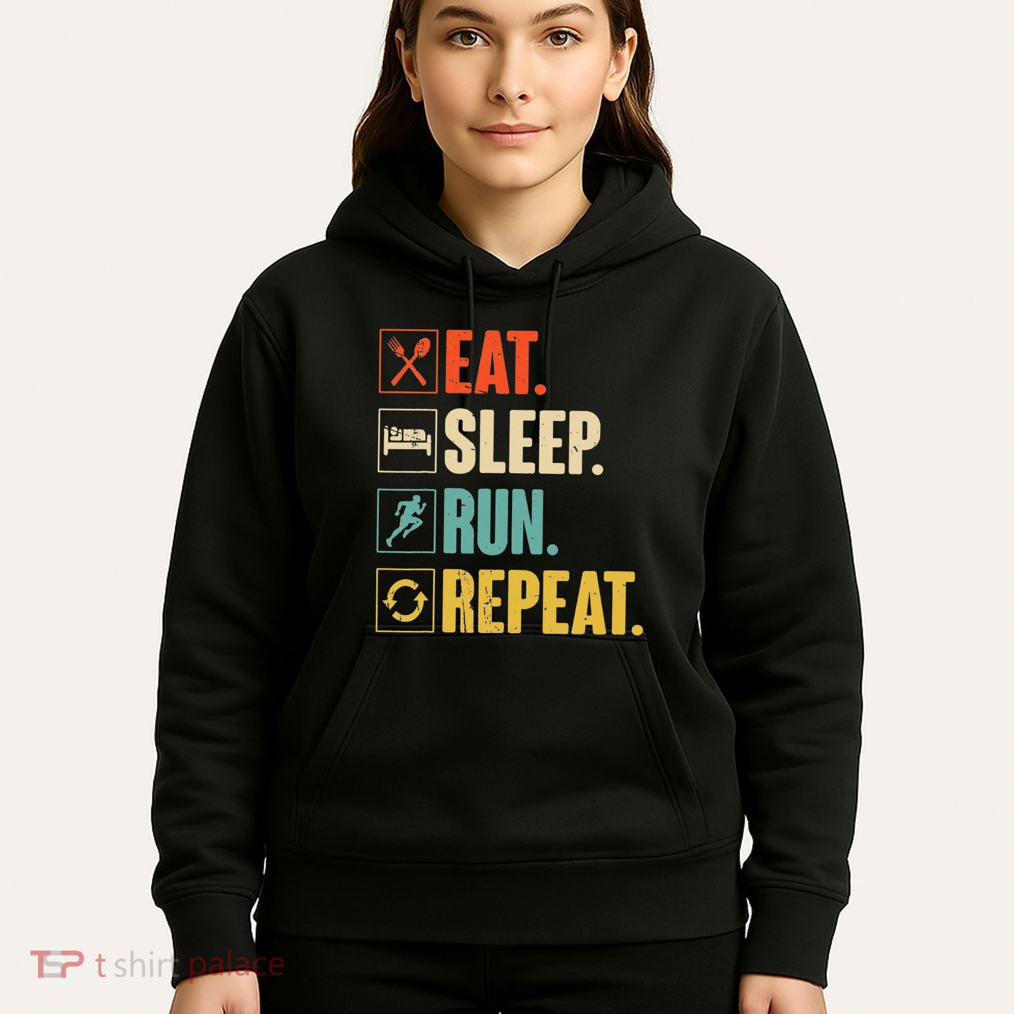 Funny Track Running Training Eat Sleep Cross Country Repeat Hoodie