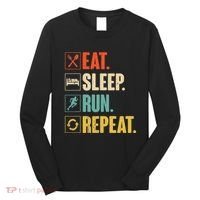 Funny Track Running Training Eat Sleep Cross Country Repeat Long Sleeve Shirt thumb 0