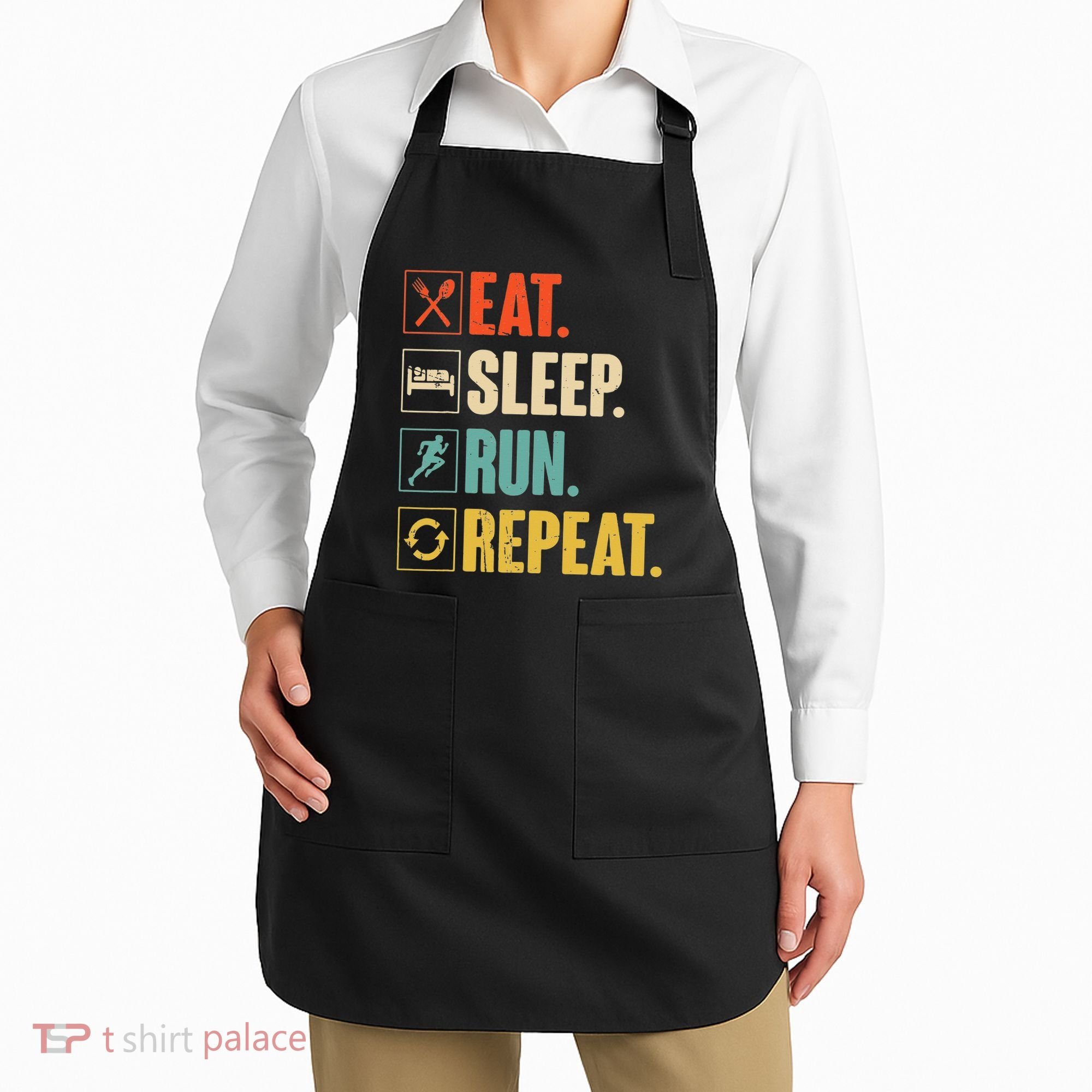 Funny Track Running Training Eat Sleep Cross Country Repeat Apron