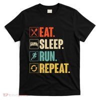 Funny Track Running Training Eat Sleep Cross Country Repeat T-Shirt thumb 0