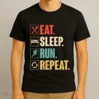 Funny Track Running Training Eat Sleep Cross Country Repeat T-Shirt thumb 3