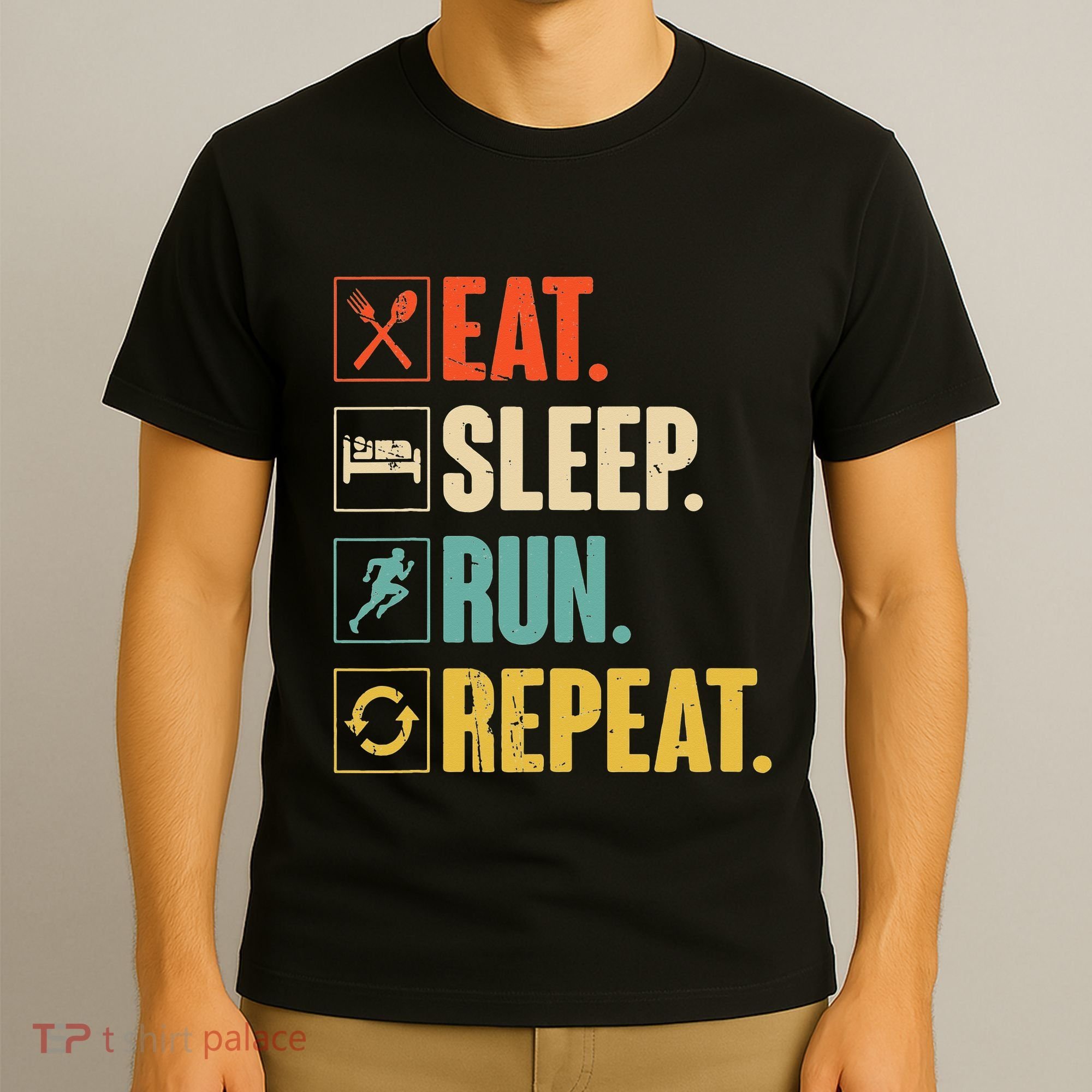 Funny Track Running Training Eat Sleep Cross Country Repeat T-Shirt