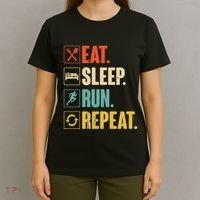Funny Track Running Training Eat Sleep Cross Country Repeat T-Shirt thumb 4