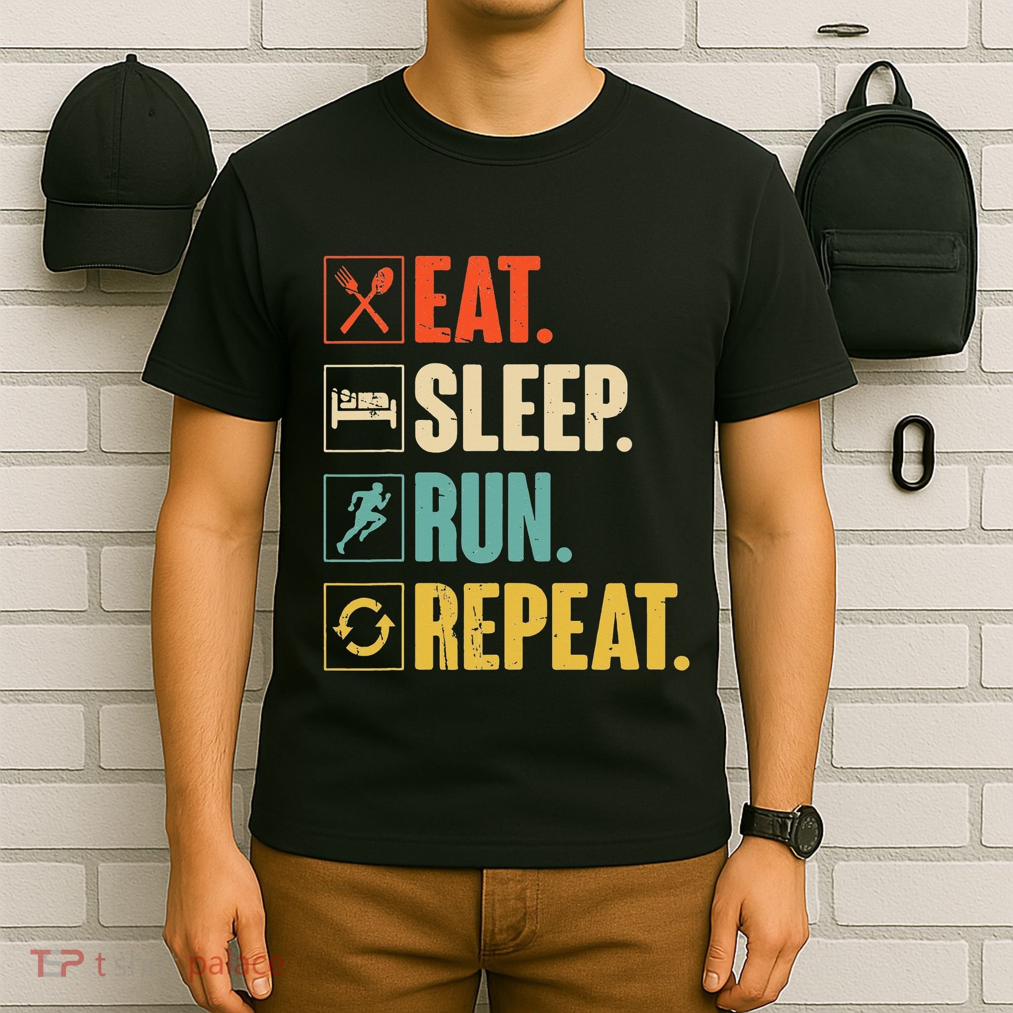 Funny Track Running Training Eat Sleep Cross Country Repeat T-Shirt