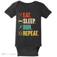 Funny Track Running Training Eat Sleep Cross Country Repeat Baby Bodysuit thumb 0