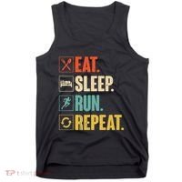 Funny Track Running Training Eat Sleep Cross Country Repeat Tank Top thumb 0