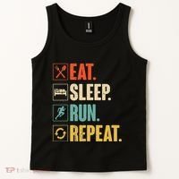 Funny Track Running Training Eat Sleep Cross Country Repeat Tank Top thumb 2