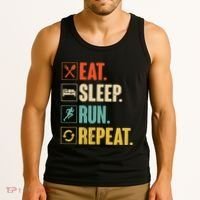 Funny Track Running Training Eat Sleep Cross Country Repeat Tank Top thumb 3