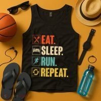 Funny Track Running Training Eat Sleep Cross Country Repeat Tank Top thumb 4