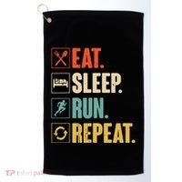 Funny Track Running Training Eat Sleep Cross Country Repeat Golf Towel thumb 0