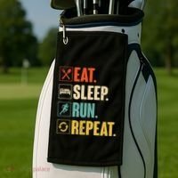 Funny Track Running Training Eat Sleep Cross Country Repeat Golf Towel thumb 2