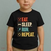 Funny Track Running Training Eat Sleep Cross Country Repeat Toddler T-Shirt thumb 2