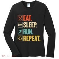 Funny Track Running Training Eat Sleep Cross Country Repeat Women's Long Sleeve Shirt thumb 0