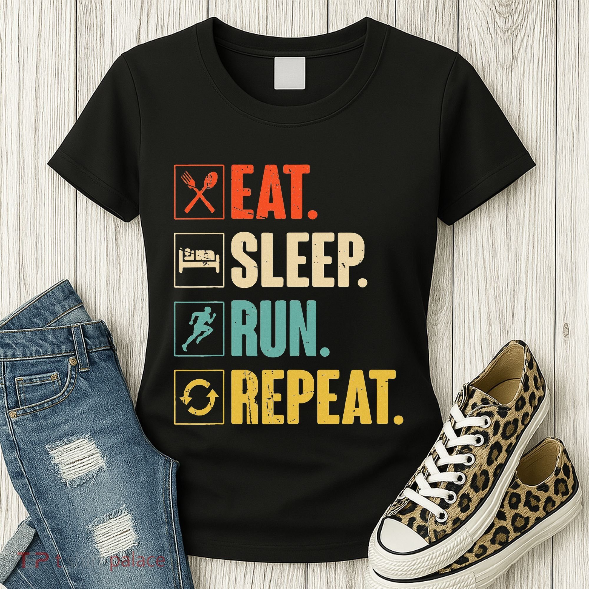 Funny Track Running Training Eat Sleep Cross Country Repeat Women's T-Shirt
