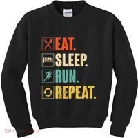 Funny Track Running Training Eat Sleep Cross Country Repeat Kids Sweatshirt thumb 0