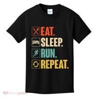 Funny Track Running Training Eat Sleep Cross Country Repeat Kids T-Shirt thumb 0