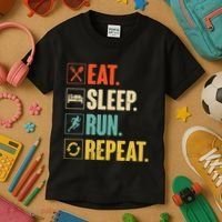 Funny Track Running Training Eat Sleep Cross Country Repeat Kids T-Shirt thumb 3