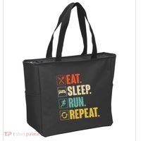 Funny Track Running Training Eat Sleep Cross Country Repeat Tote Bag thumb 2