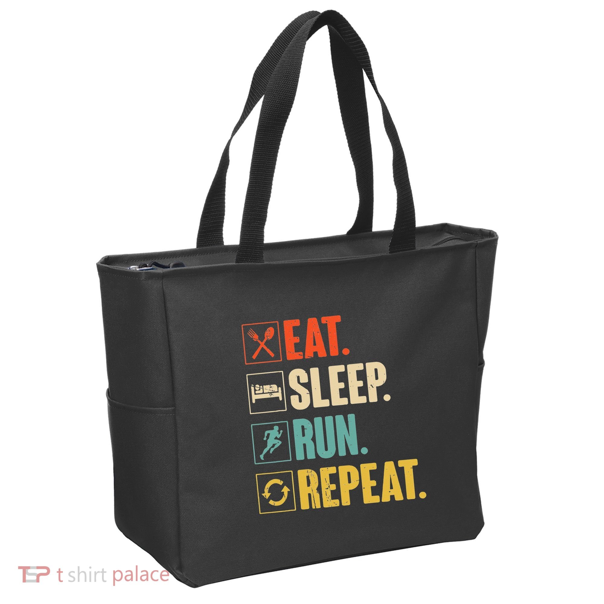 Funny Track Running Training Eat Sleep Cross Country Repeat Tote Bag