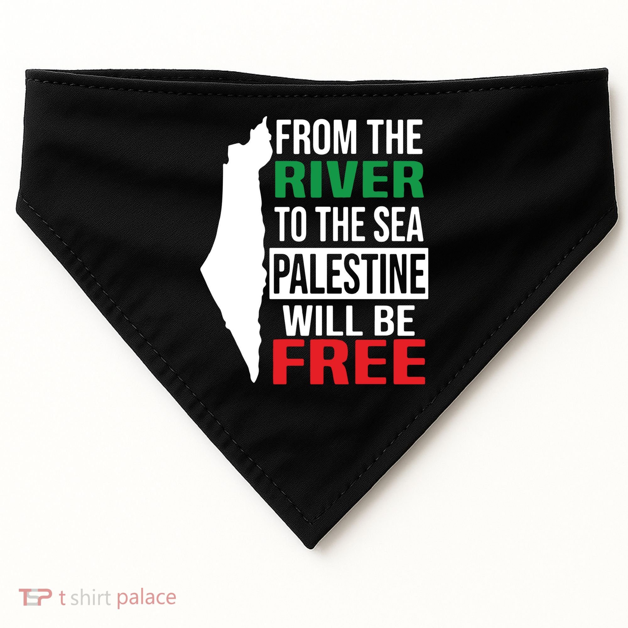 From The River To The Sea Palestine Will Be Free USA-Made Doggie Bandana