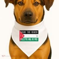 From The River To The Sea Palestine Will Be Free USA-Made Doggie Bandana thumb 1