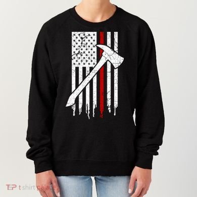 Firefighter Thin Red Line American Flag Gift Women's Sweatshirt