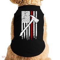 Firefighter Thin Red Line American Flag Gift Doggie Tank thumb 0