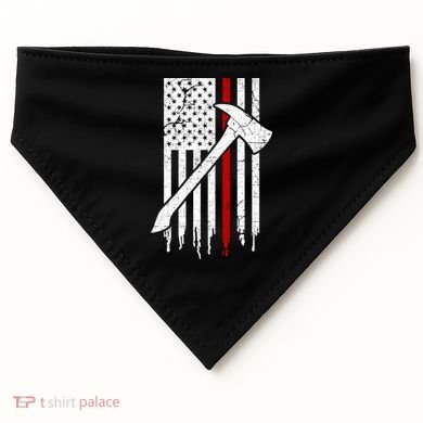 Firefighter Thin Red Line American Flag Gift USA-Made Doggie Bandana