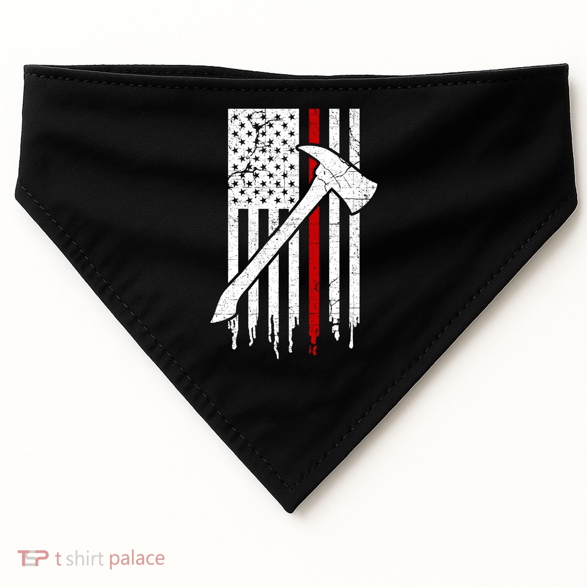 Firefighter Thin Red Line American Flag Gift USA-Made Doggie Bandana