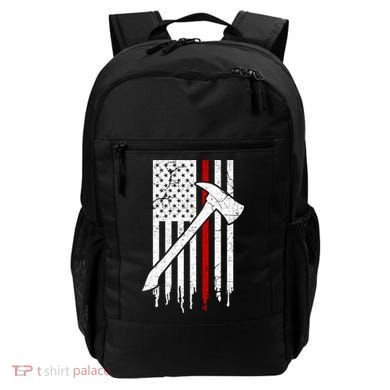 Firefighter Thin Red Line American Flag Gift Backpack