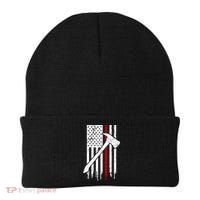 Firefighter Thin Red Line American Flag Gift Beanie thumb 0