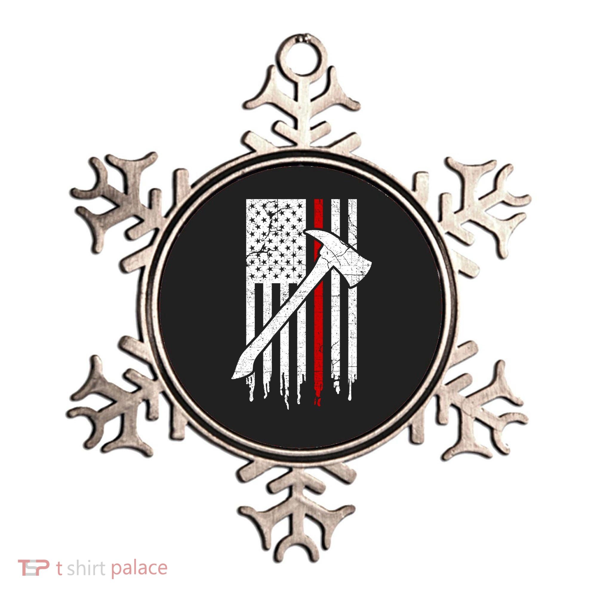 Firefighter Thin Red Line American Flag Gift Ornament