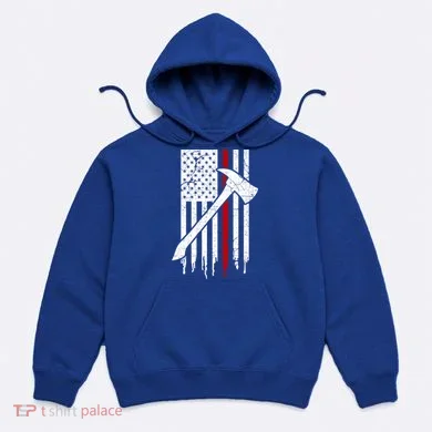 Firefighter Thin Red Line American Flag Gift Hoodie