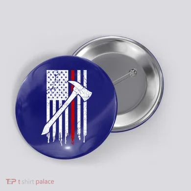 Firefighter Thin Red Line American Flag Gift Button