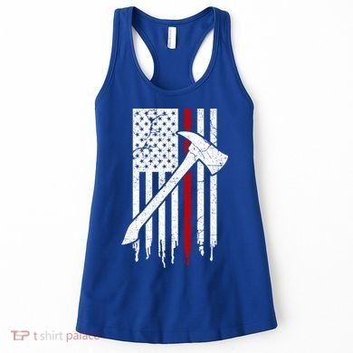 Firefighter Thin Red Line American Flag Gift Women's Tank Top
