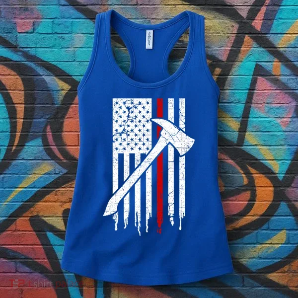 Firefighter Thin Red Line American Flag Gift Women's Tank Top