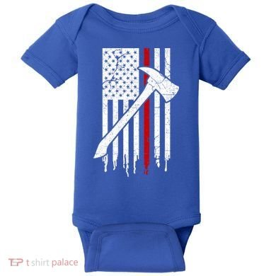 Firefighter Thin Red Line American Flag Gift Baby Bodysuit