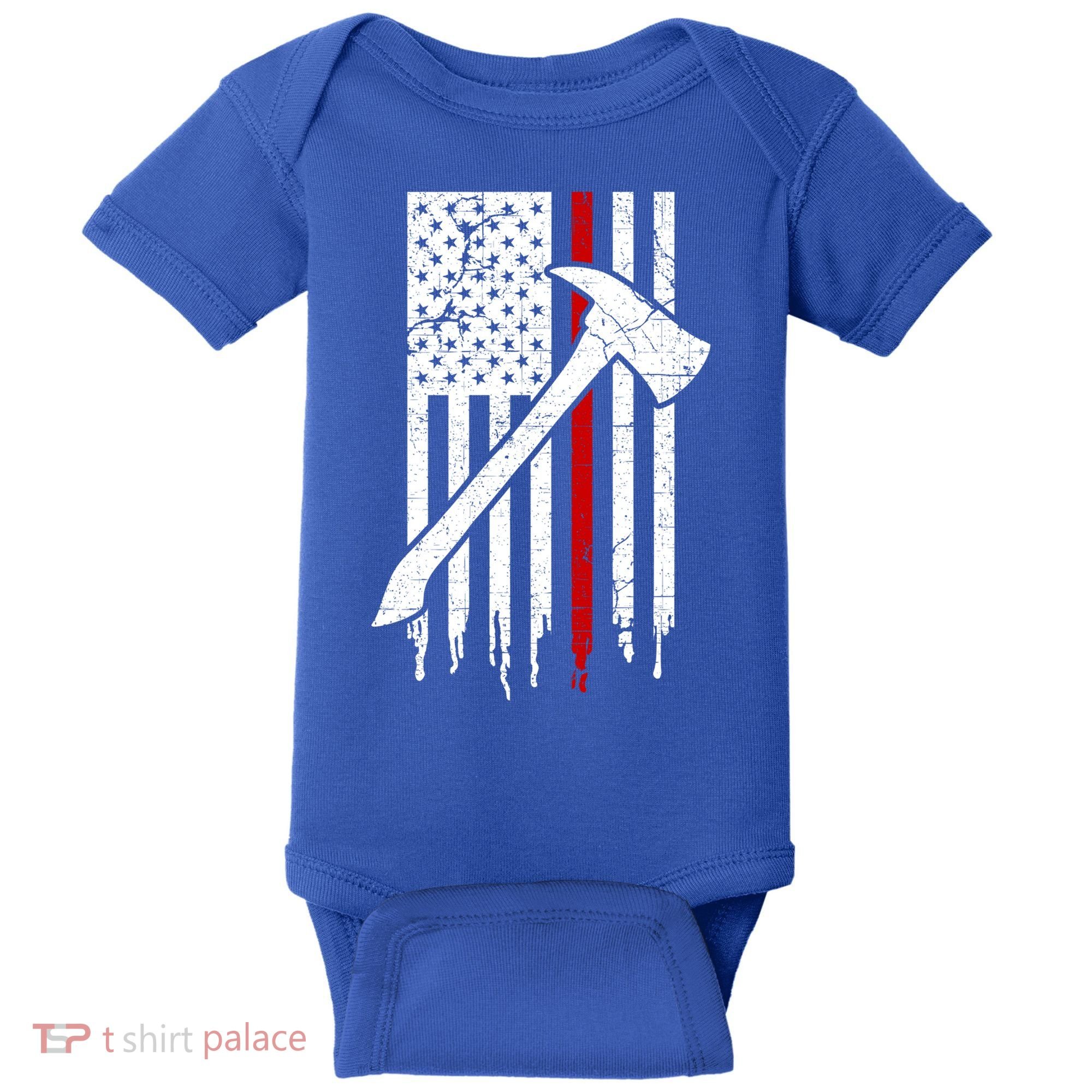 Firefighter Thin Red Line American Flag Gift Baby Bodysuit