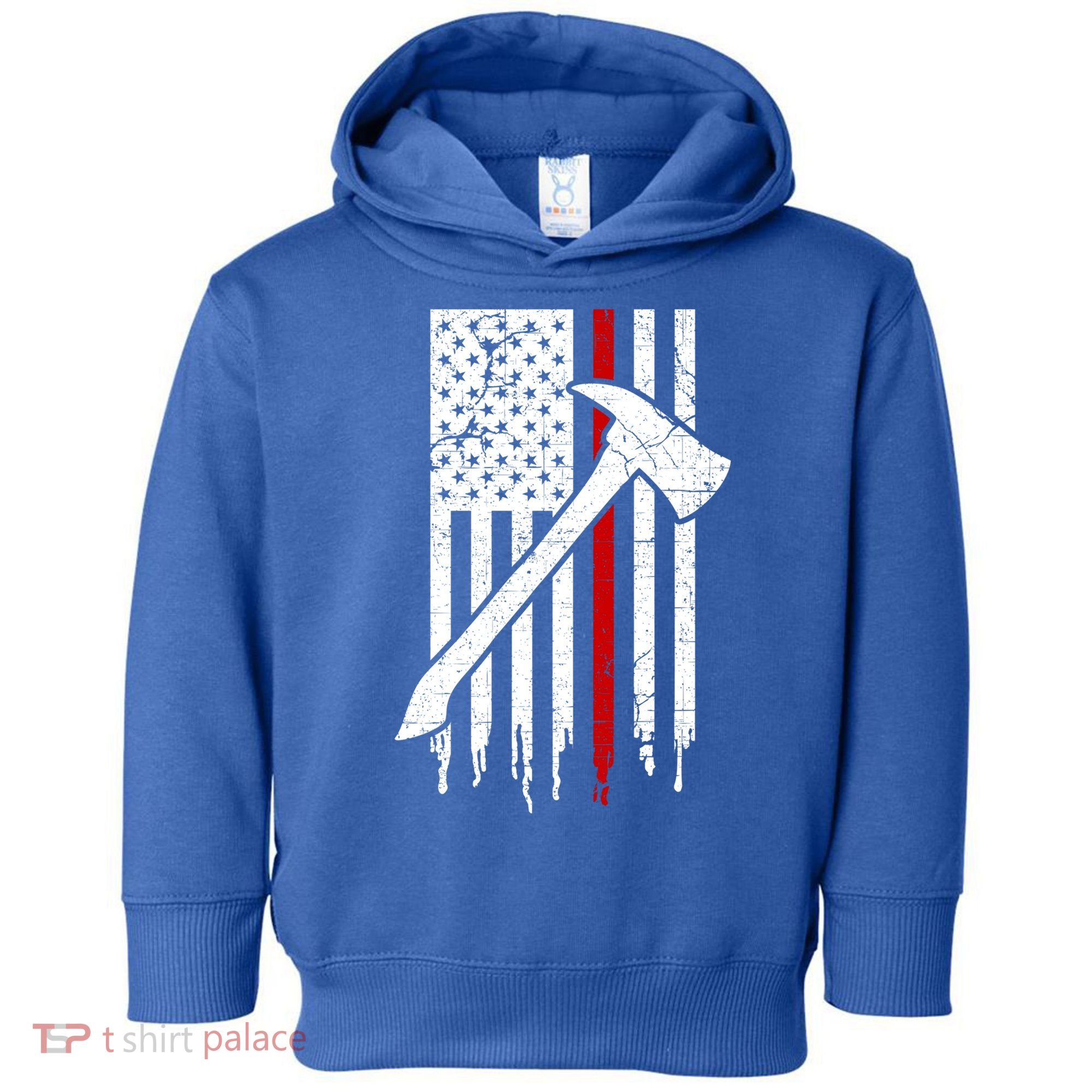 Firefighter Thin Red Line American Flag Gift Toddler Hoodie