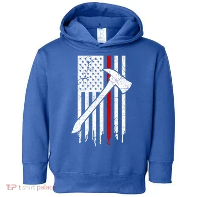 Firefighter Thin Red Line American Flag Gift Toddler Hoodie