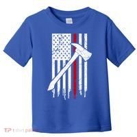 Firefighter Thin Red Line American Flag Gift Toddler T-Shirt thumb 0