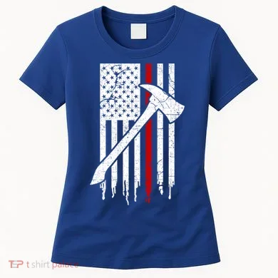 Firefighter Thin Red Line American Flag Gift Women's T-Shirt