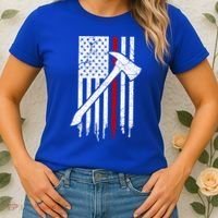 Firefighter Thin Red Line American Flag Gift Women's T-Shirt thumb 2