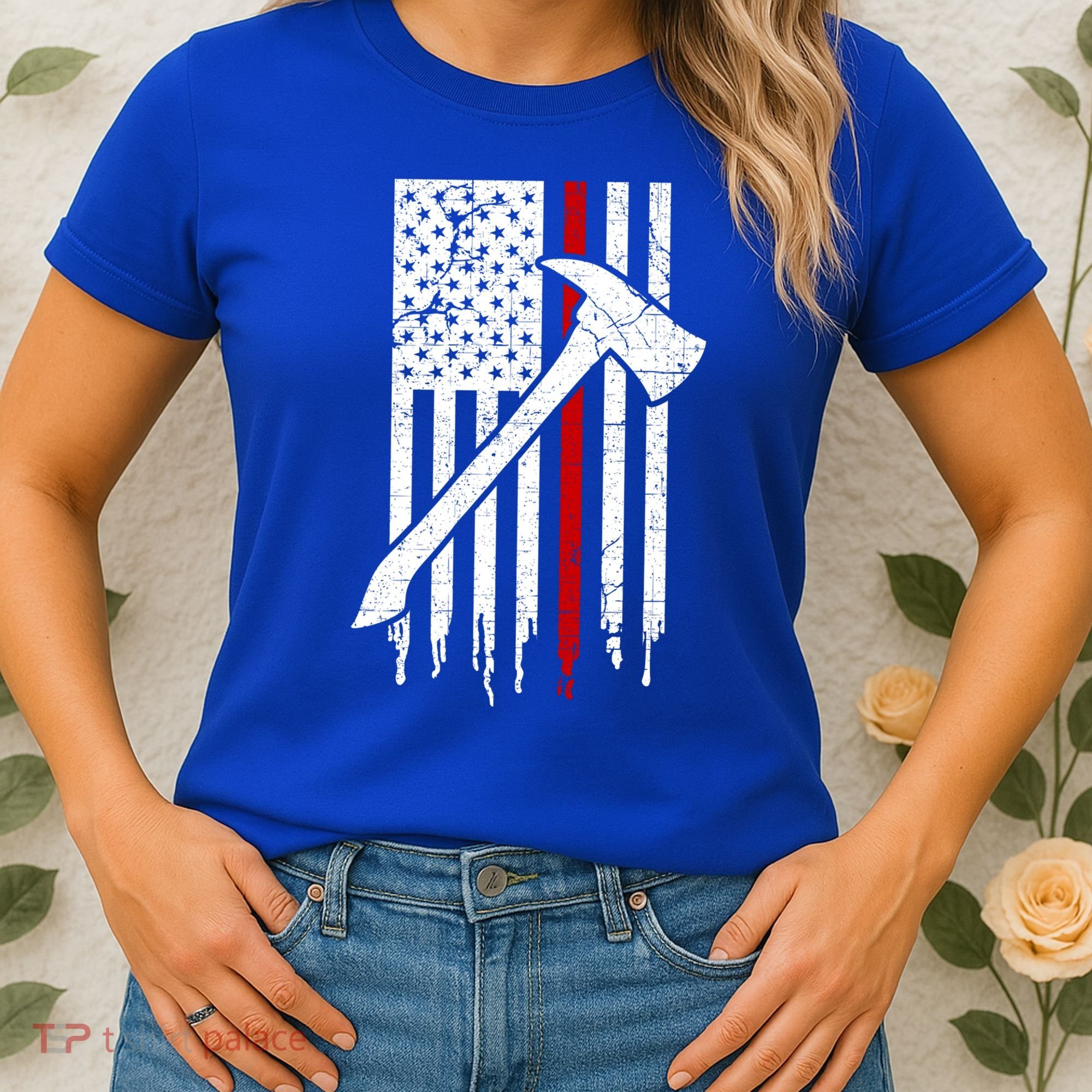 Firefighter Thin Red Line American Flag Gift Women's T-Shirt