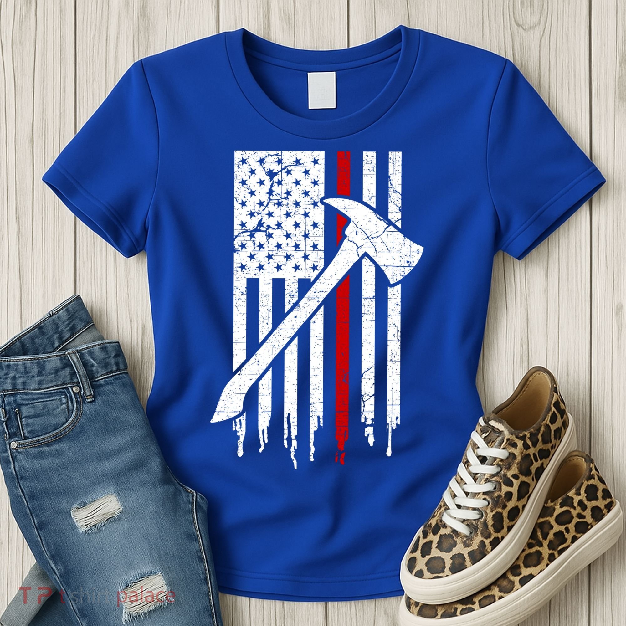 Firefighter Thin Red Line American Flag Gift Women's T-Shirt