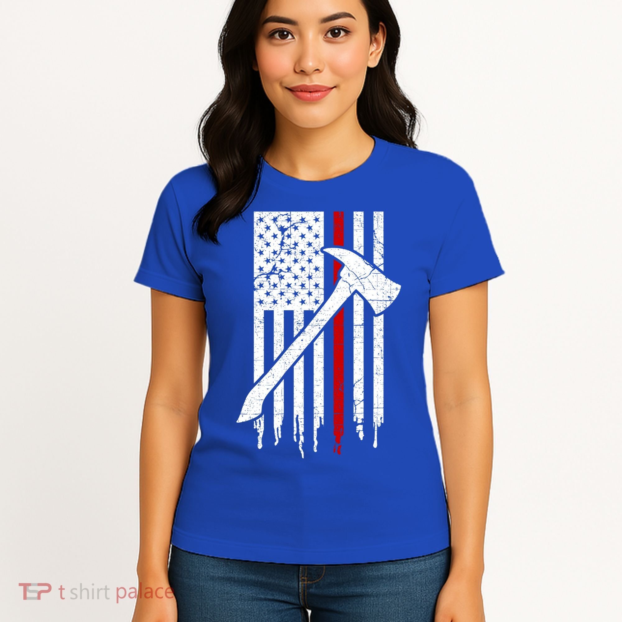 Firefighter Thin Red Line American Flag Gift Women's T-Shirt